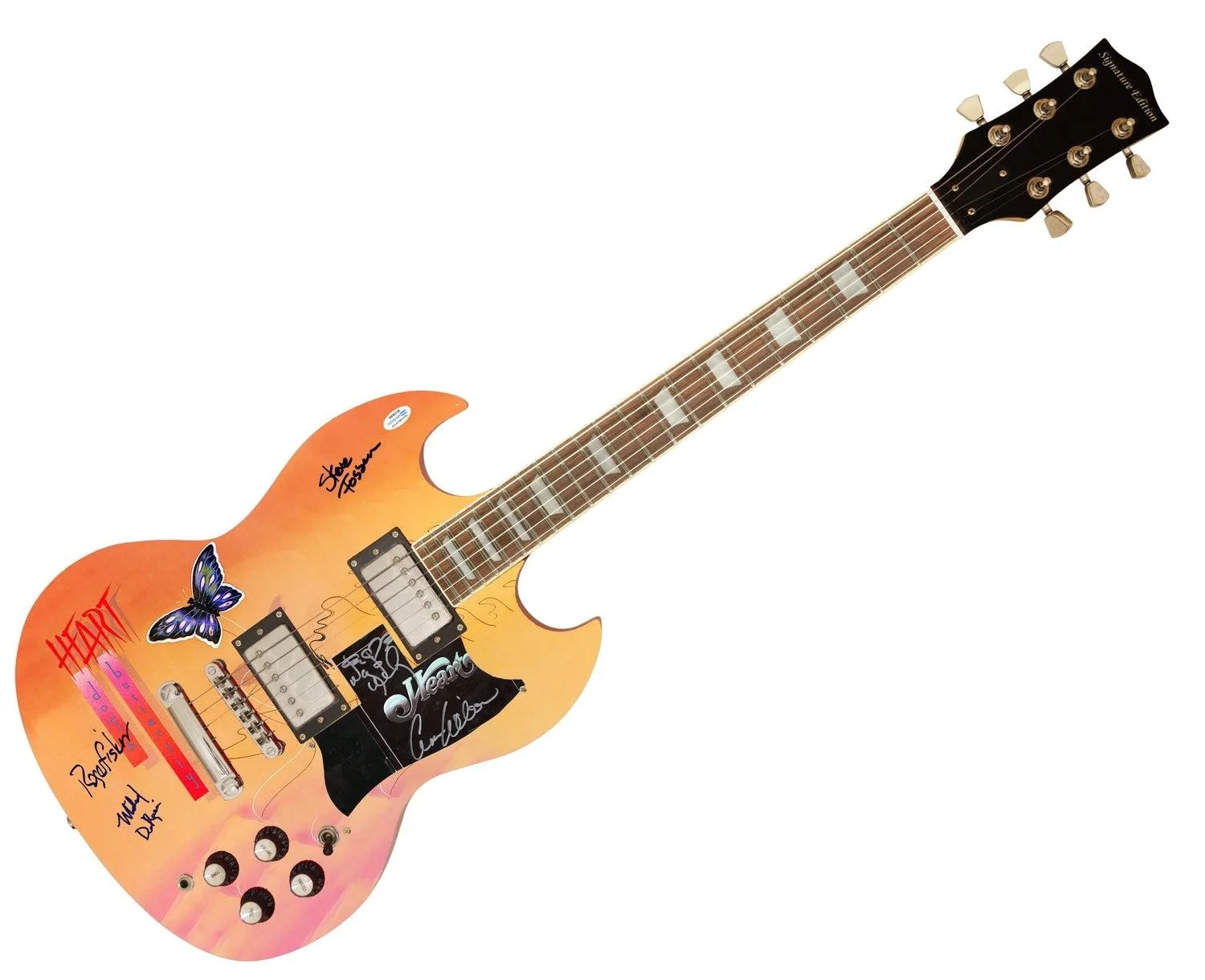 Heart Signed Dog & Butterfly Lp Cd Custom Graphics Guitar Exact Proof ACOA, изображение 3