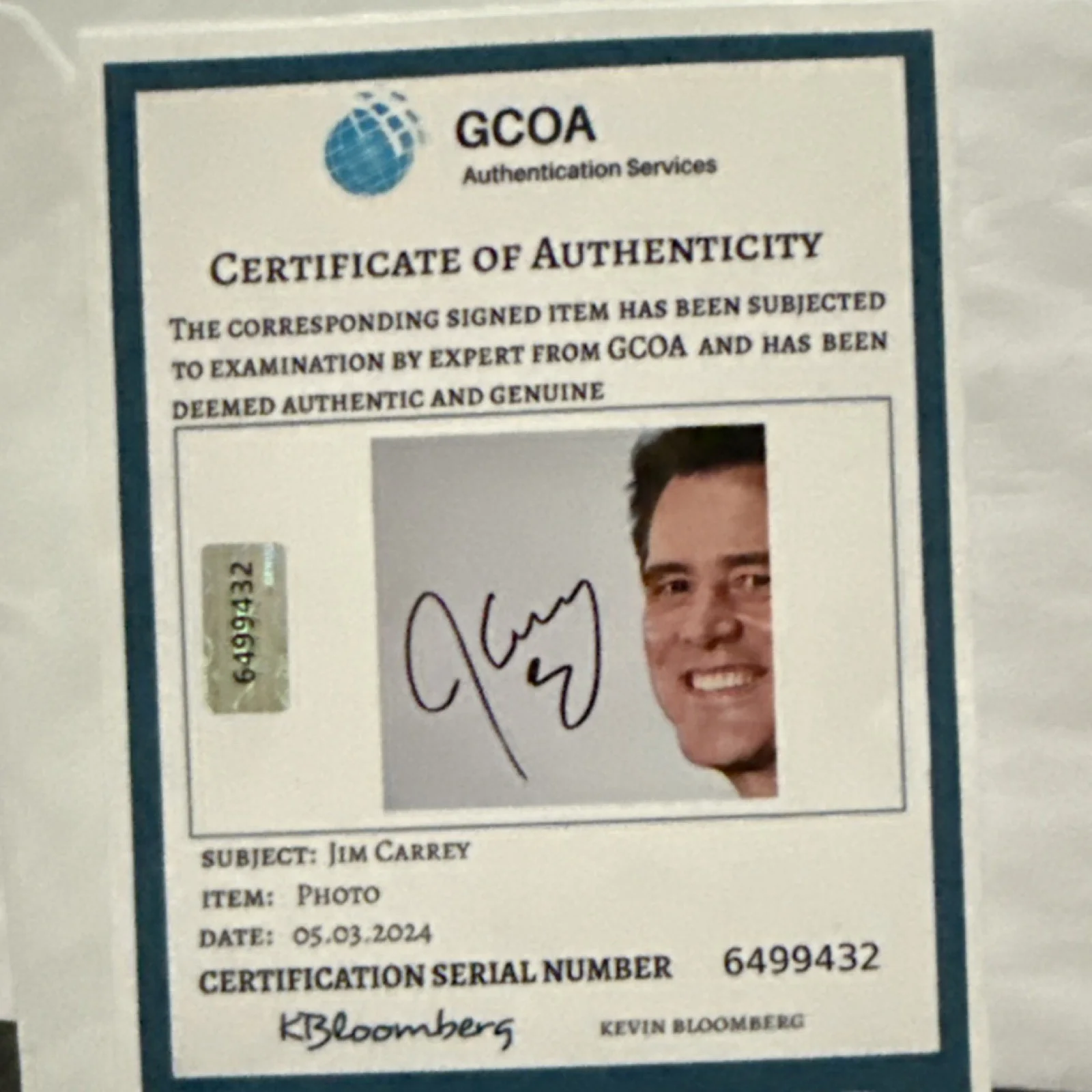 Jim Carrey — Jim Carrey Autographed Original Movies Photograph GCOA Authentication Certified, изображение 2