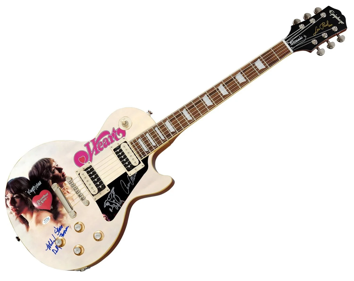 Heart Signed Epiphone Les Paul Custom Graphics Guitar Exact Proof ACOA, image 3