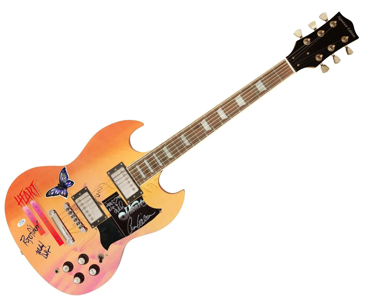 Heart Signed Dog & Butterfly Lp Cd Custom Graphics Guitar Exact Proof ACOA, изображение 3