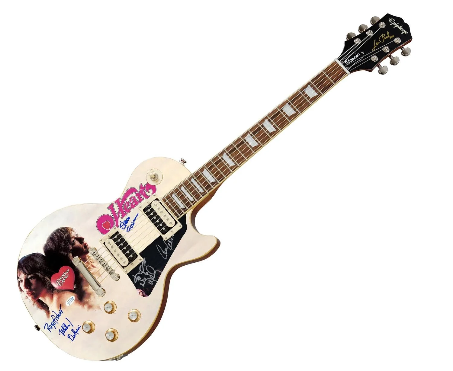 Heart Signed Epiphone Les Paul Custom Graphics Guitar Exact Proof ACOA, image 3