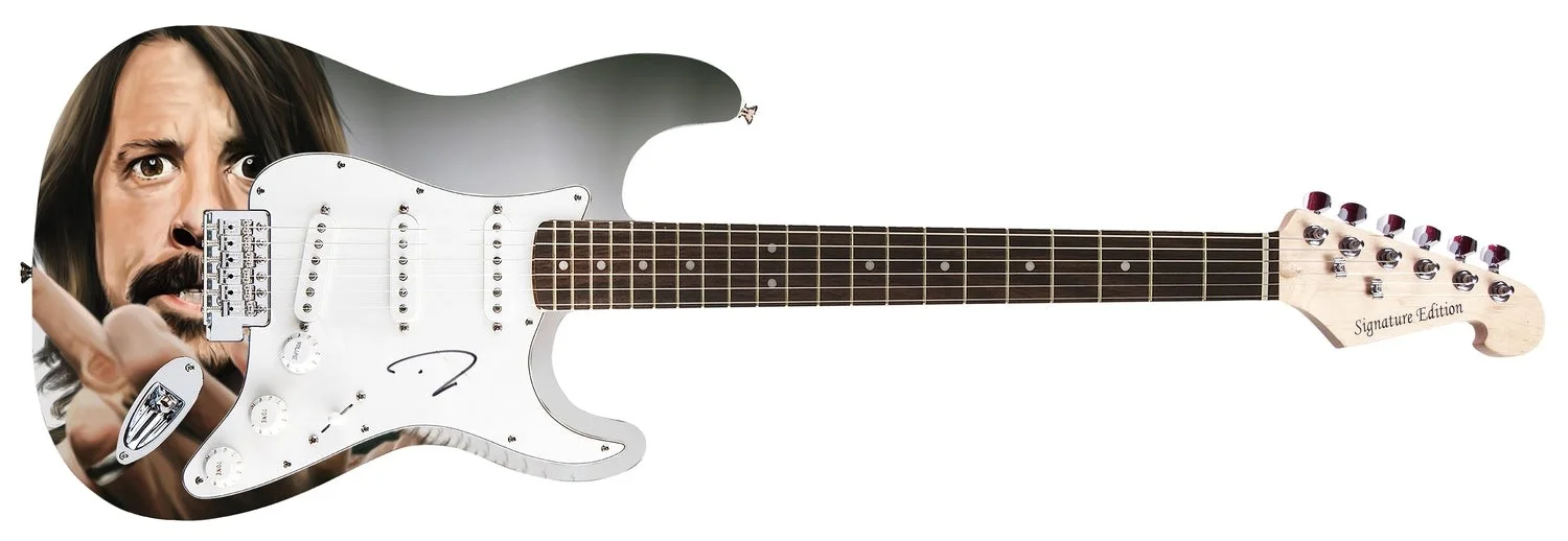 Dave Grohl Signed Signature Guitar - COA - Artistic Middle Finger Tribute, изображение 2