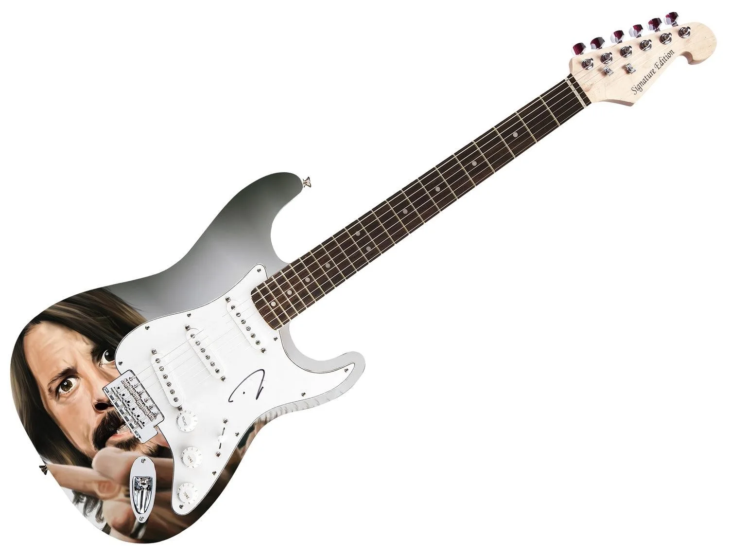 Dave Grohl Signed Signature Guitar - COA - Artistic Middle Finger Tribute, изображение 3