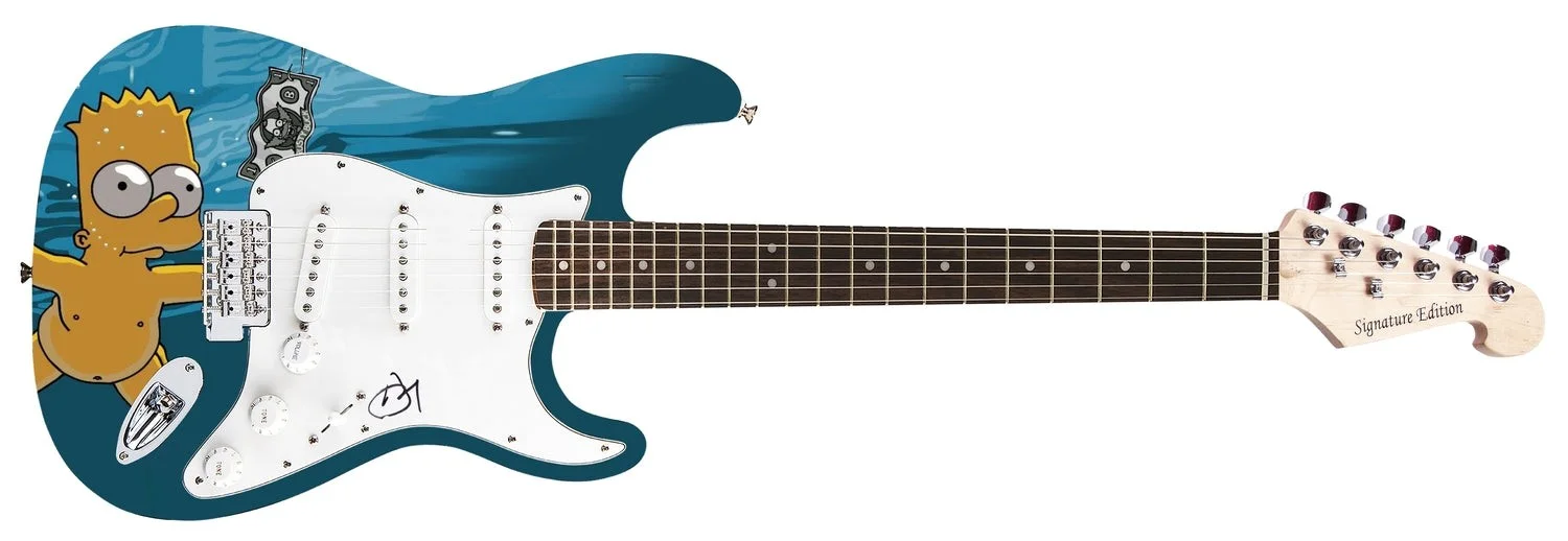 Dave Grohl Signed Graphics Guitar - COA - Unique Nevermind Lp Tribute, image 2
