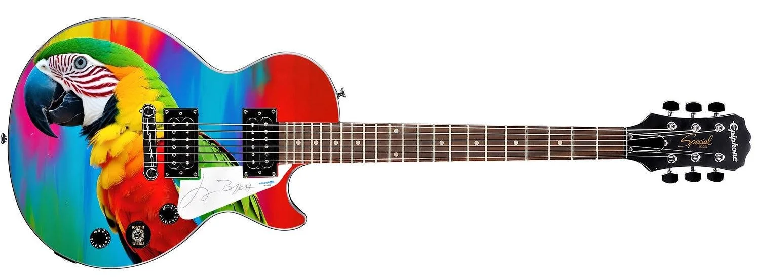 Jimmy Buffett Margaritaville Autographed Custom Epiphone Guitar Custom Display A, image 3