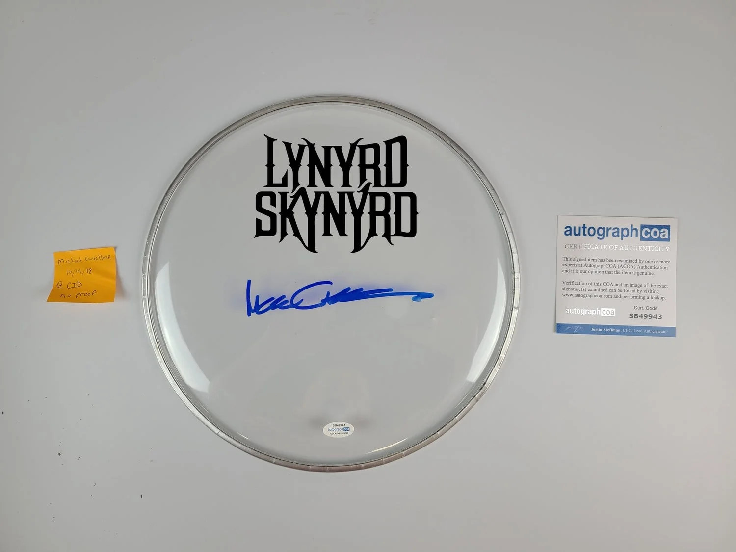 Lynyrd Skynyrd Michael Cartellone Autographed Custom Framed Drum Head Display AC, image 2