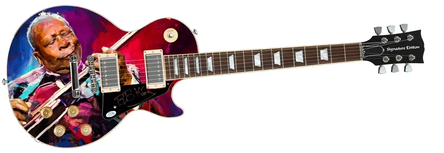 B.B. King Signed 1/1 Custom Graphics Guitar, image 2