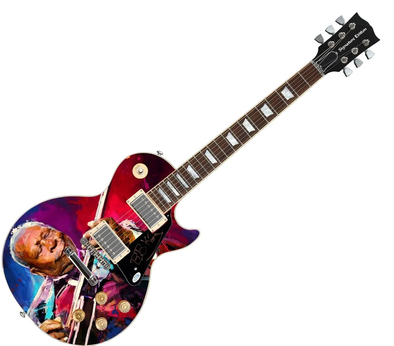 B.B. King Signed 1/1 Custom Graphics Guitar, image 3