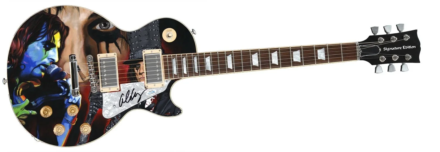 Alice Cooper Signed 1/1 Custom Graphics Guitar, image 2