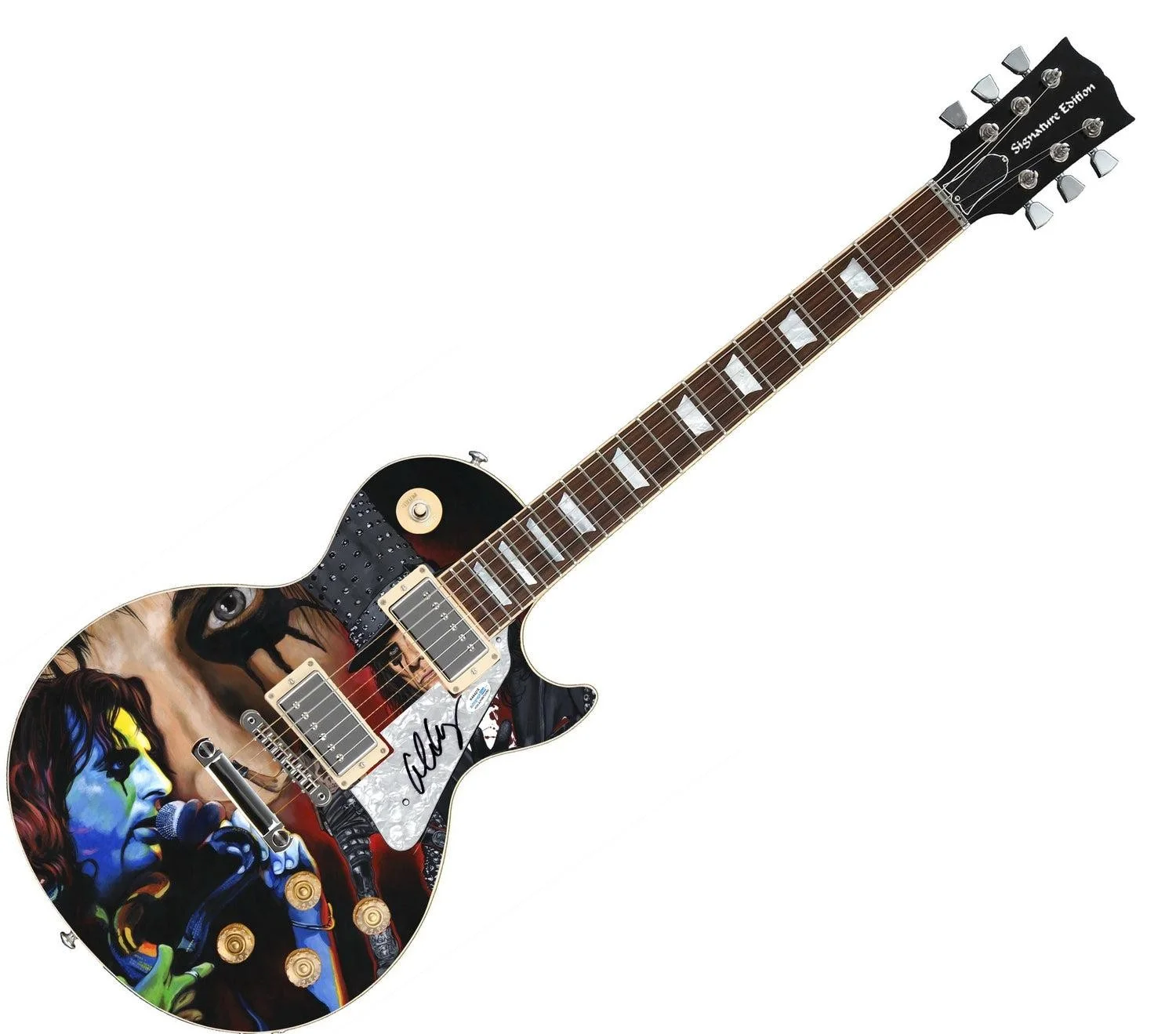 Alice Cooper Signed 1/1 Custom Graphics Guitar, image 3