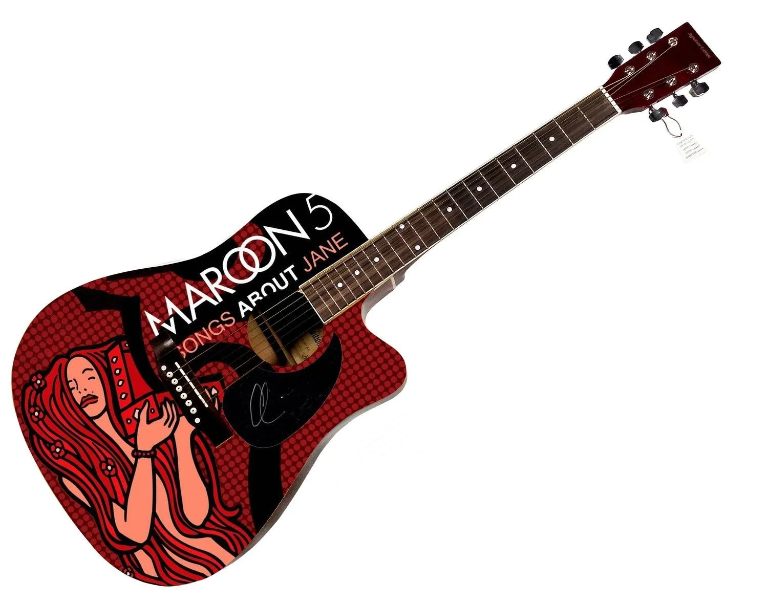 Adam Levine Autographed Maroon 5 Songs About Jane Lp Graphics Acoustic Guitar, изображение 3