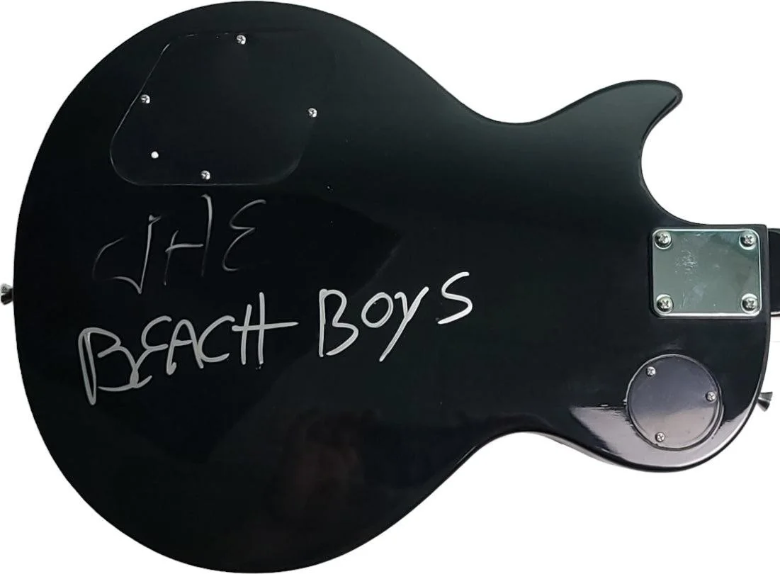The Beach Boys Signed Guitar w Good Vibrations Lyrics Exact Proof ACOA BAS, image 4