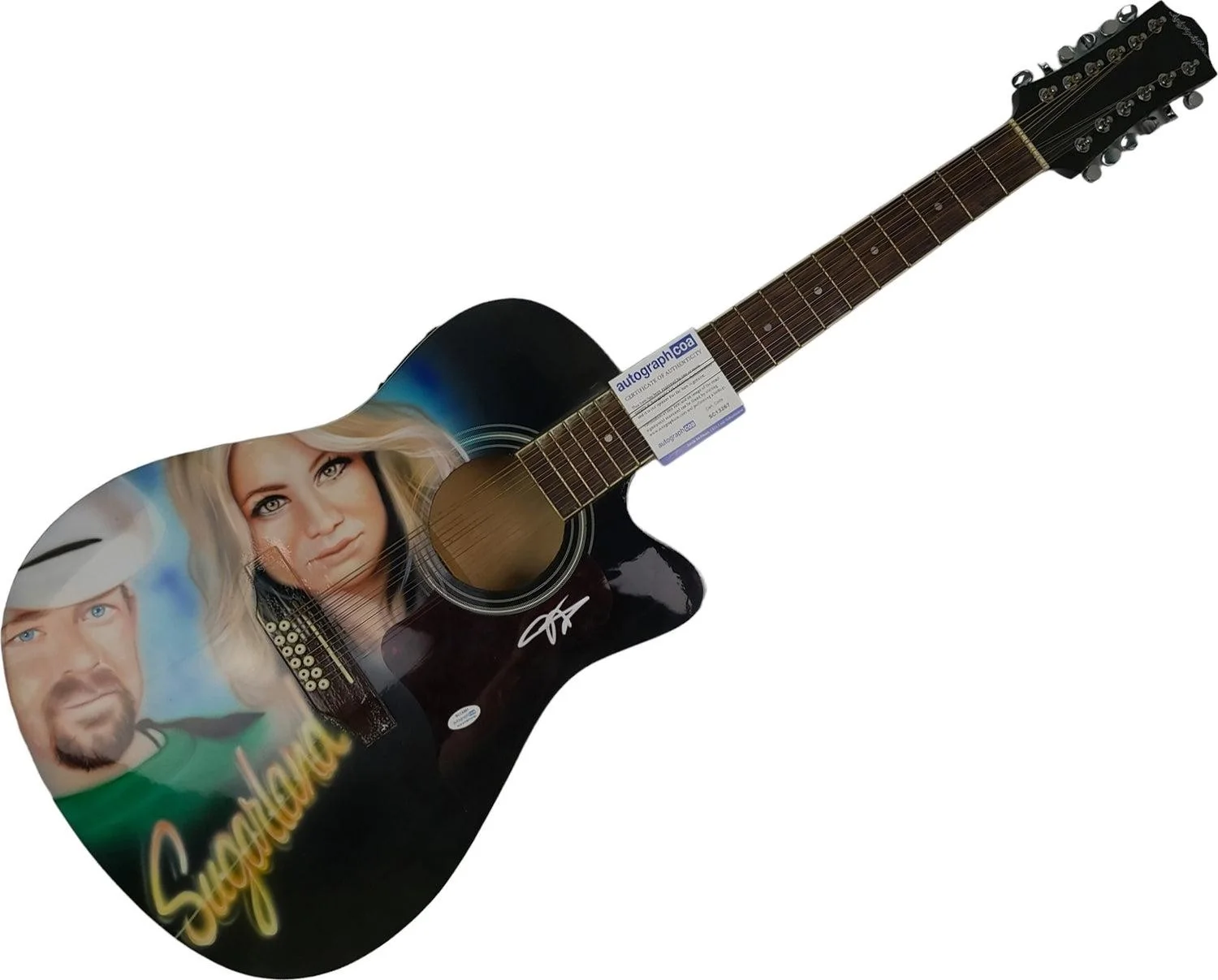 Sugarland Jennifer Nettles Signed Hand Airbrushed Acoustic-Electric Guitar, изображение 3