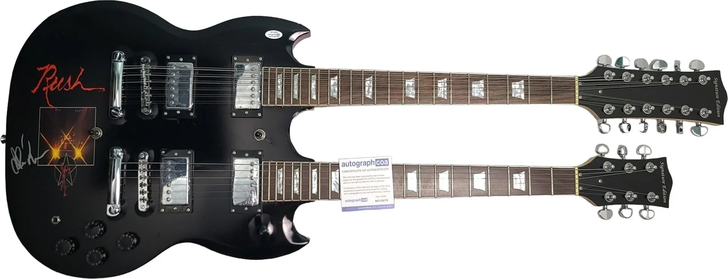 Rush Alex Lifeson Autographed Custom Graphics Double Neck Guitar Exact Proof ACO, image 2