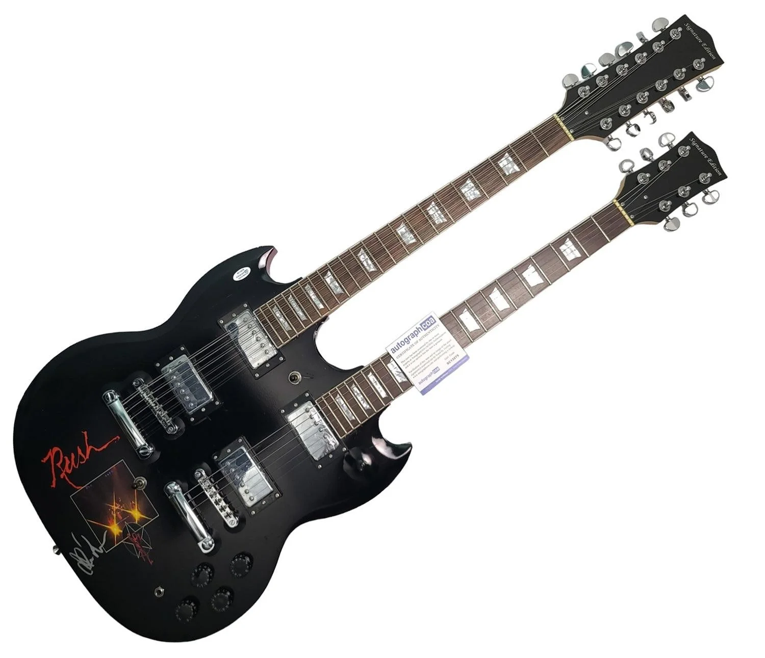 Rush Alex Lifeson Autographed Custom Graphics Double Neck Guitar Exact Proof ACO, image 3
