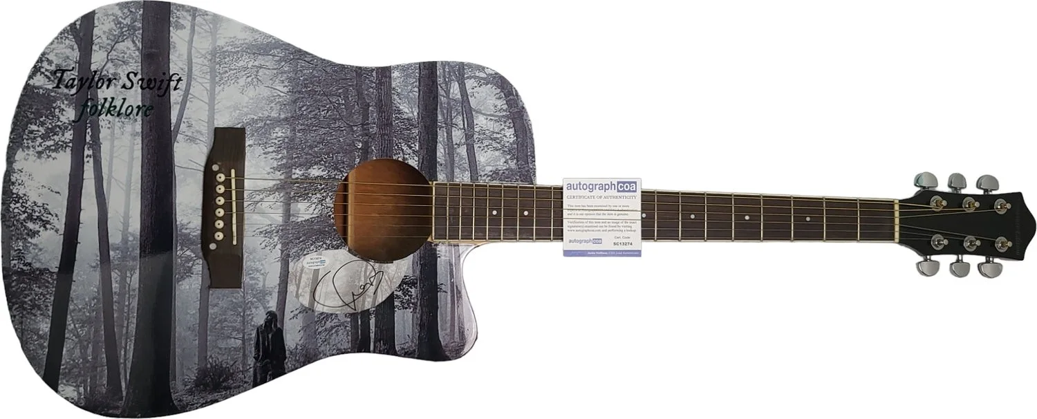 Taylor Swift Signed Autographed Custom Folklore Graphics Acoustic Guitar ACOA, image 2