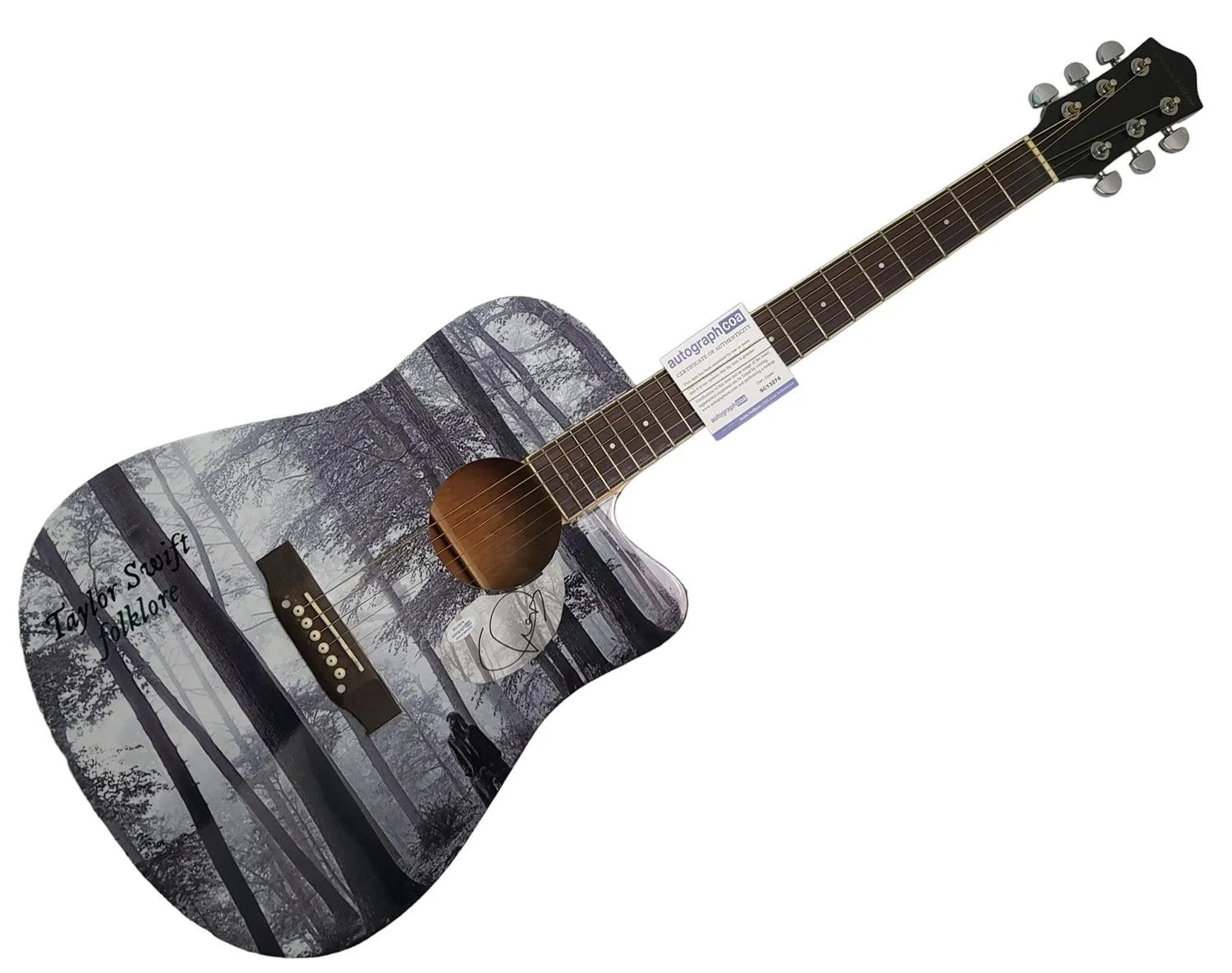 Taylor Swift Signed Autographed Custom Folklore Graphics Acoustic Guitar ACOA, image 3