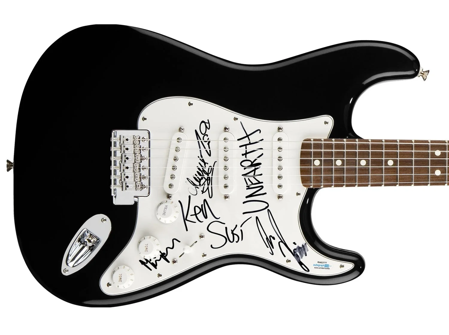Unearth Signed Autographed Guitar ACOA, image 2