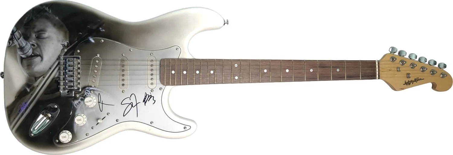 Interpol Paul Banks Sam Fogarino Daniel Kessler Signed Airbrushed Guitar, image 2