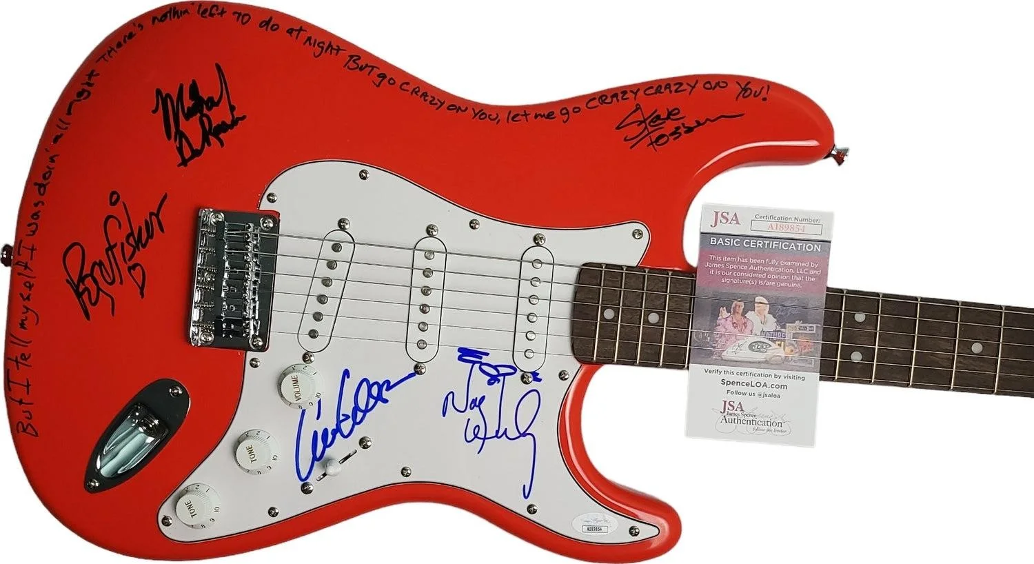 Heart Signed Fender Guitar w Crazy On You Lyrics Exact Proof JSA, image 3