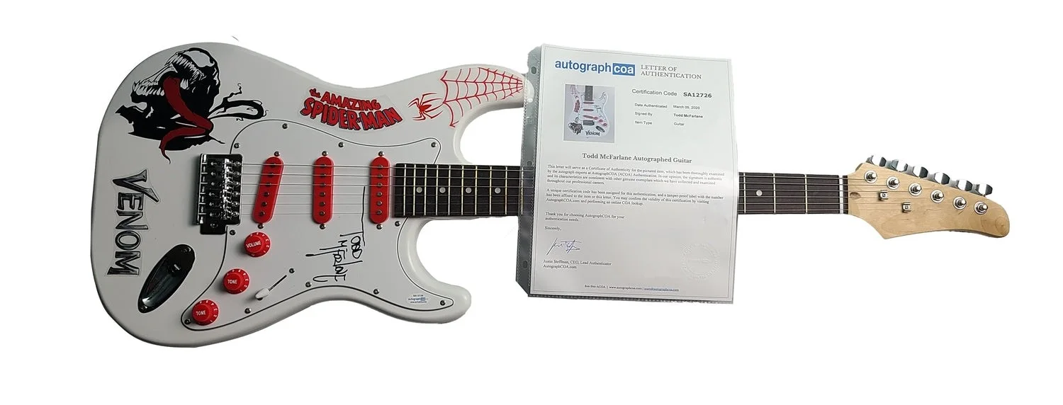 Todd McFarlane Signed Autographed Venom Graphics Guitar ACOA, image 2