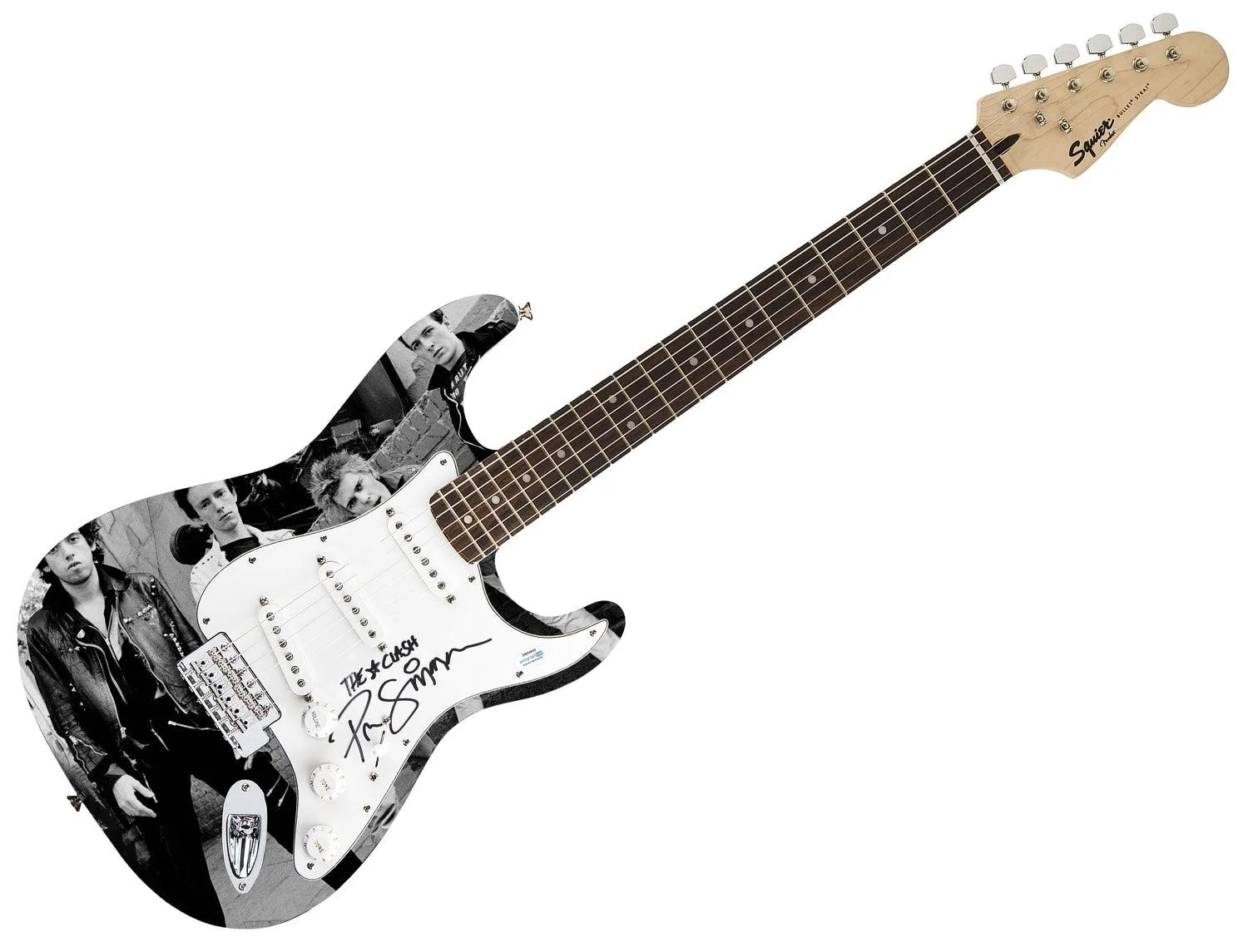 The Clash Paul Simonon Signed 1/1 Custom Graphics Photo Guitar ACOA, image 3