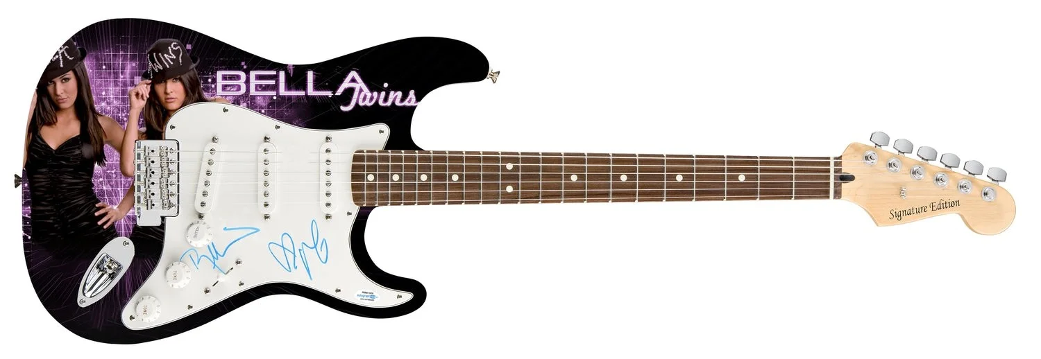 The Bella Twins Signed Autographed Photo Graphics Guitar ACOA Witness ITP, image 2