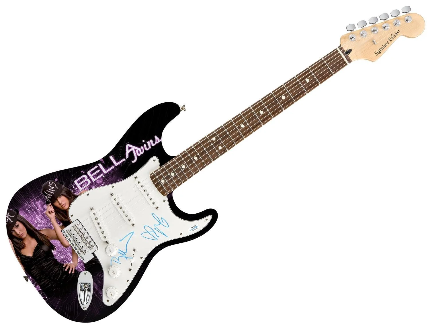 The Bella Twins Signed Autographed Photo Graphics Guitar ACOA Witness ITP, image 3