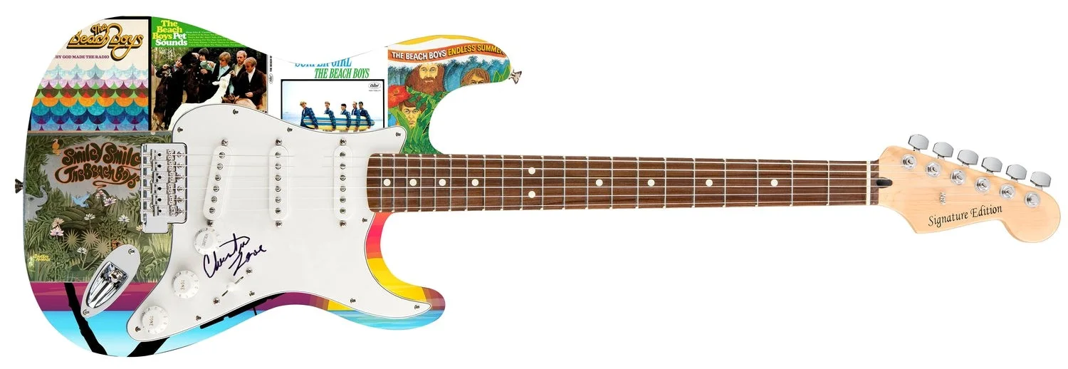 The Beach Boys Christian Love Signed Custom Graphics Photo Guitar, изображение 2