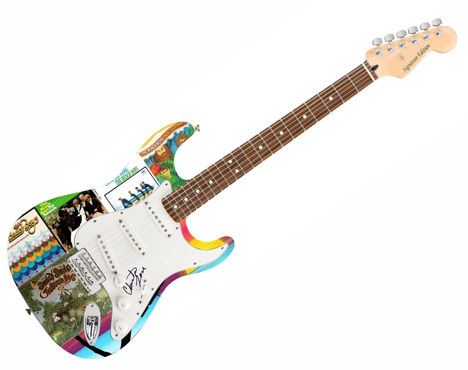 The Beach Boys Christian Love Signed Custom Graphics Photo Guitar, изображение 3