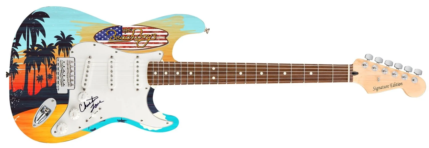 The Beach Boys Christian Love Signed Custom Graphics Photo Guitar, изображение 2
