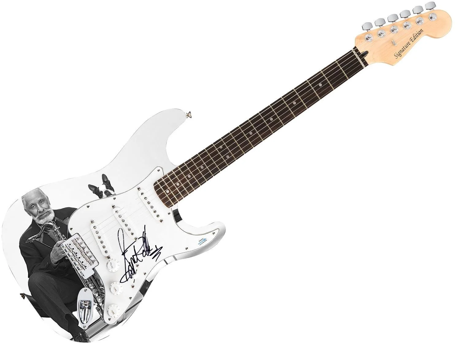 Sonny Rollins Signed Autographed 1/1 Custom Graphics Photo Guitar ACOA, image 3