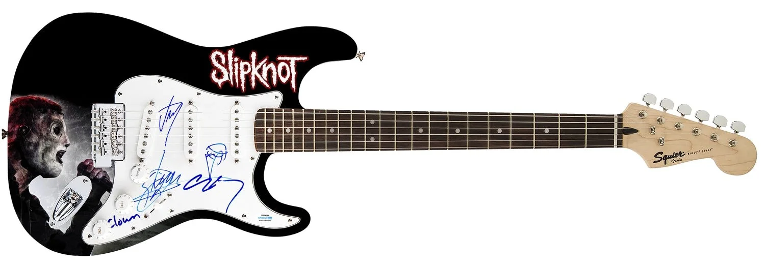 Slipknot Signed Autographed 1/1 Fender Graphics Guitar Exact Video Proof ACOA, изображение 2