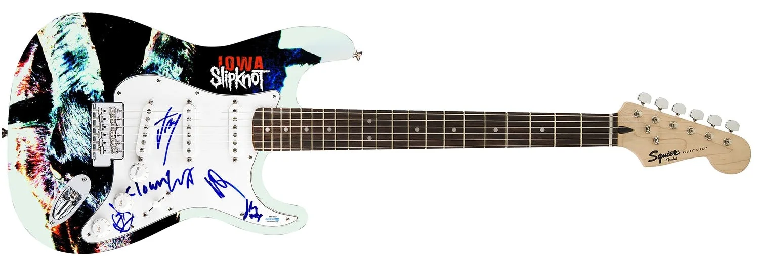 Slipknot Signed Autographed 1/1 Fender Graphics Guitar Exact Video Proof ACOA, изображение 2