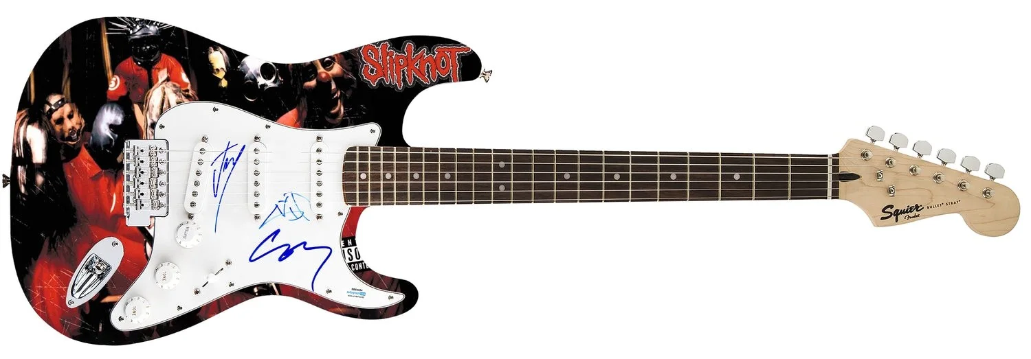 Slipknot Signed Autographed 1/1 Fender Graphics Guitar Exact Video Proof ACOA, изображение 2
