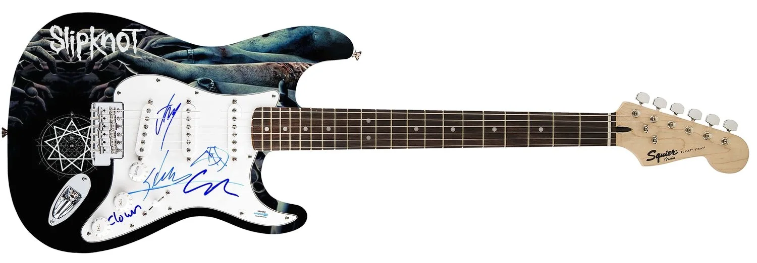 Slipknot Signed Autographed 1/1 Fender Graphics Guitar Exact Video Proof ACOA, изображение 2
