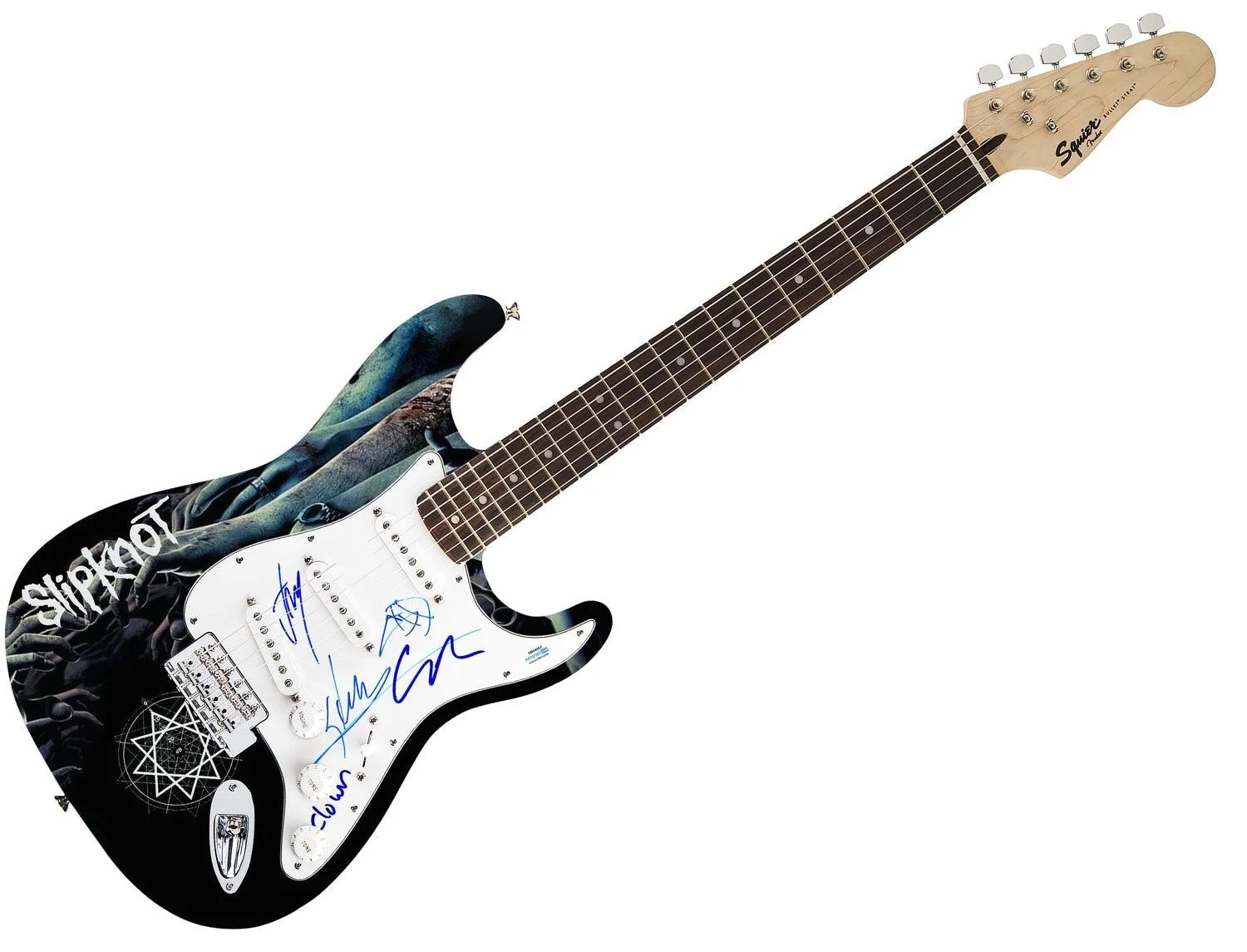 Slipknot Signed Autographed 1/1 Fender Graphics Guitar Exact Video Proof ACOA, изображение 3