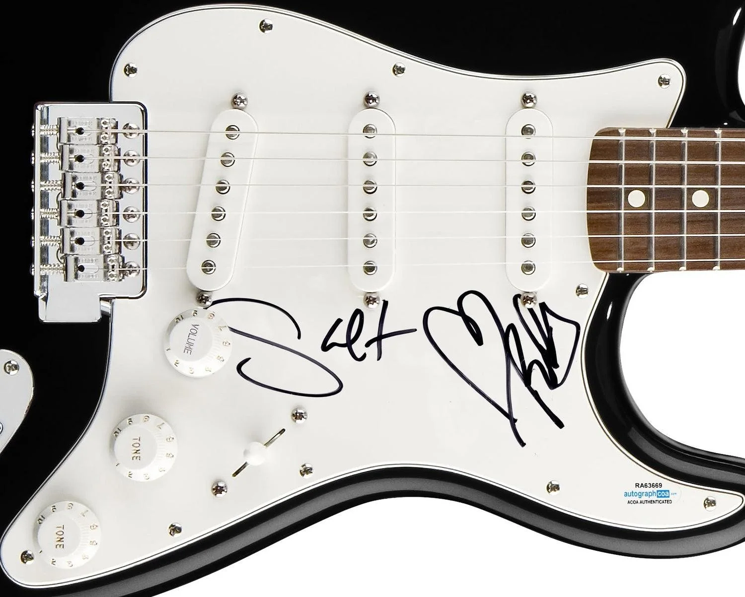 Salt-N-Pepa Signed Autographed Guitar ACOA, image 3