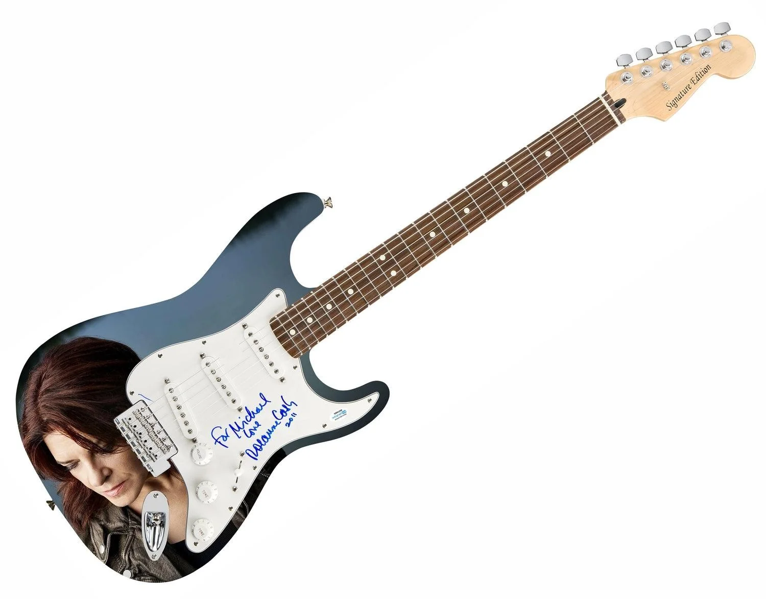 Rosanne Cash To Michael Signed Autographed 1/1 Custom Graphics Photo Guitar ACOA, изображение 3