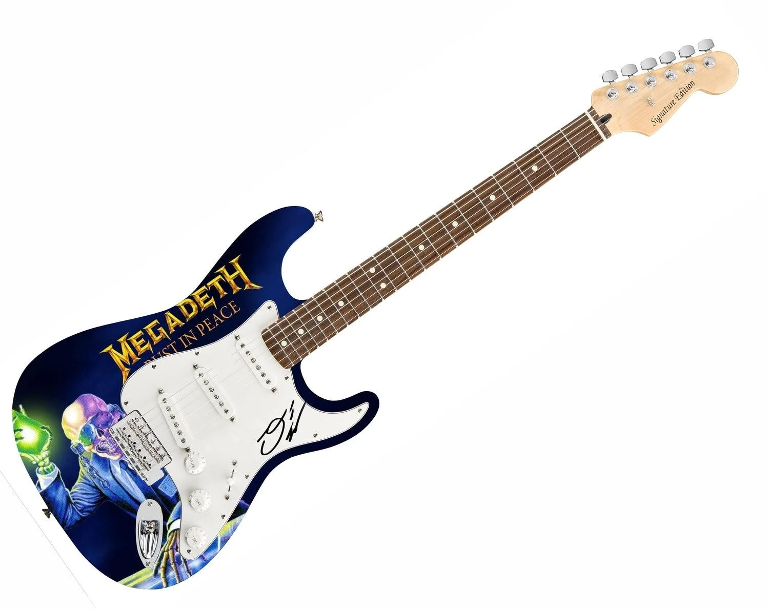 Megadeth Dave Ellefson Signed Rust In Piece 1/1 Album Graphics Guitar, image 3