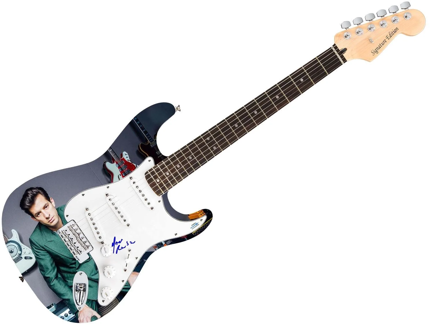 Mark Ronson English DJ Autographed 1/1 Custom Graphics Photo Guitar ACOA, image 3