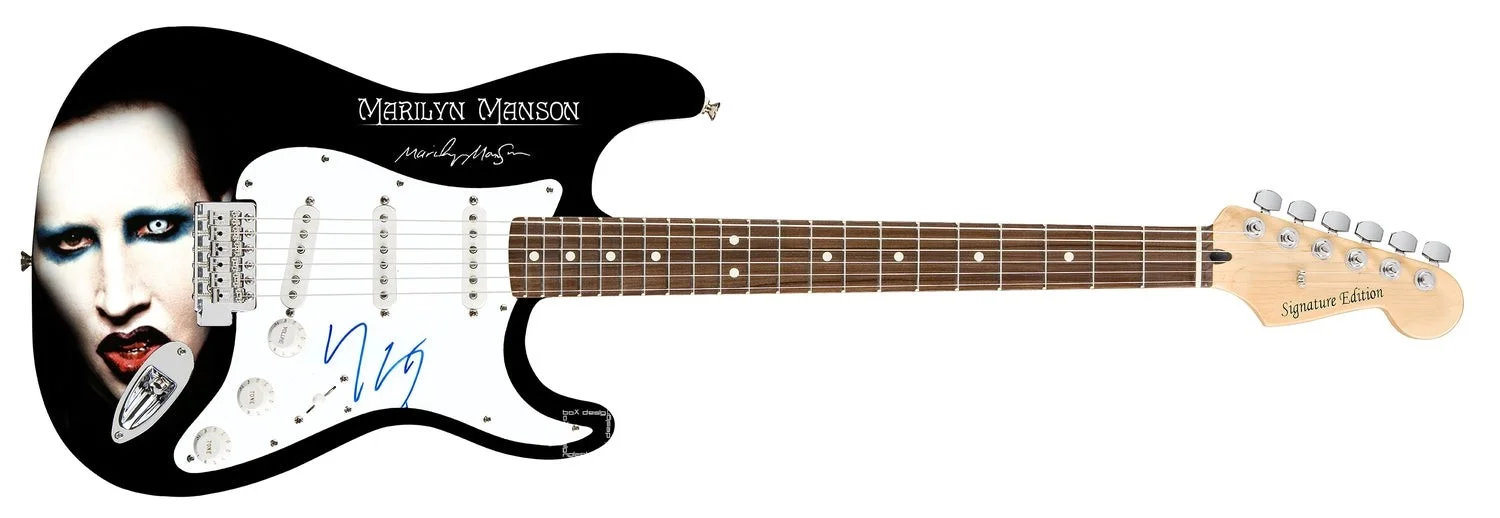 Marilyn Manson Signed Autographed Custom Photo Graphics Guitar, image 2