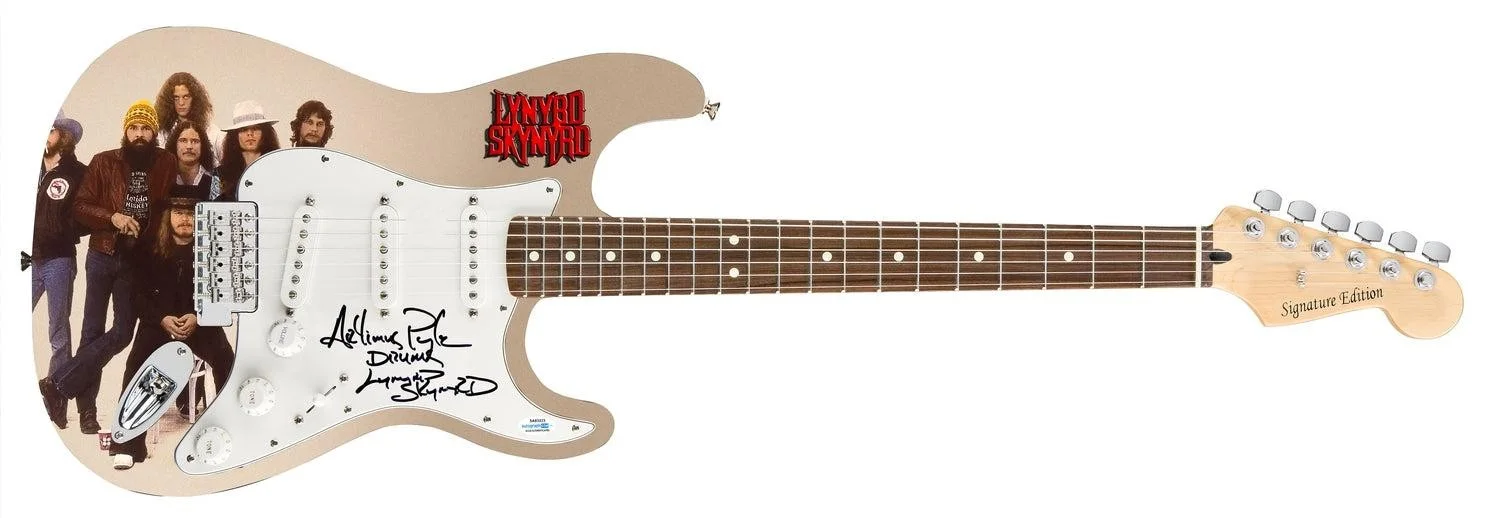 Lynyrd Skynyrd Artimus Pyle Autographed Custom Photo Graphics 1/1 Guitar ACOA, image 3