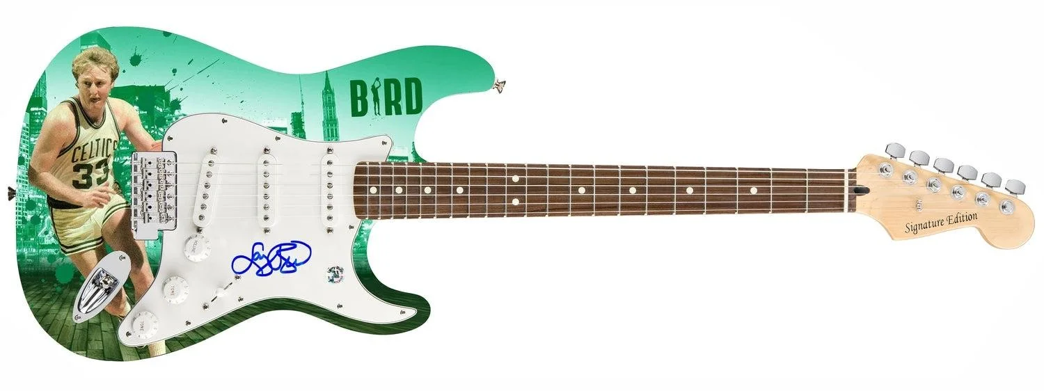 Larry Bird Signed 1/1 Boston Celtics HOF Graphics Guitar Bird Holo, image 3