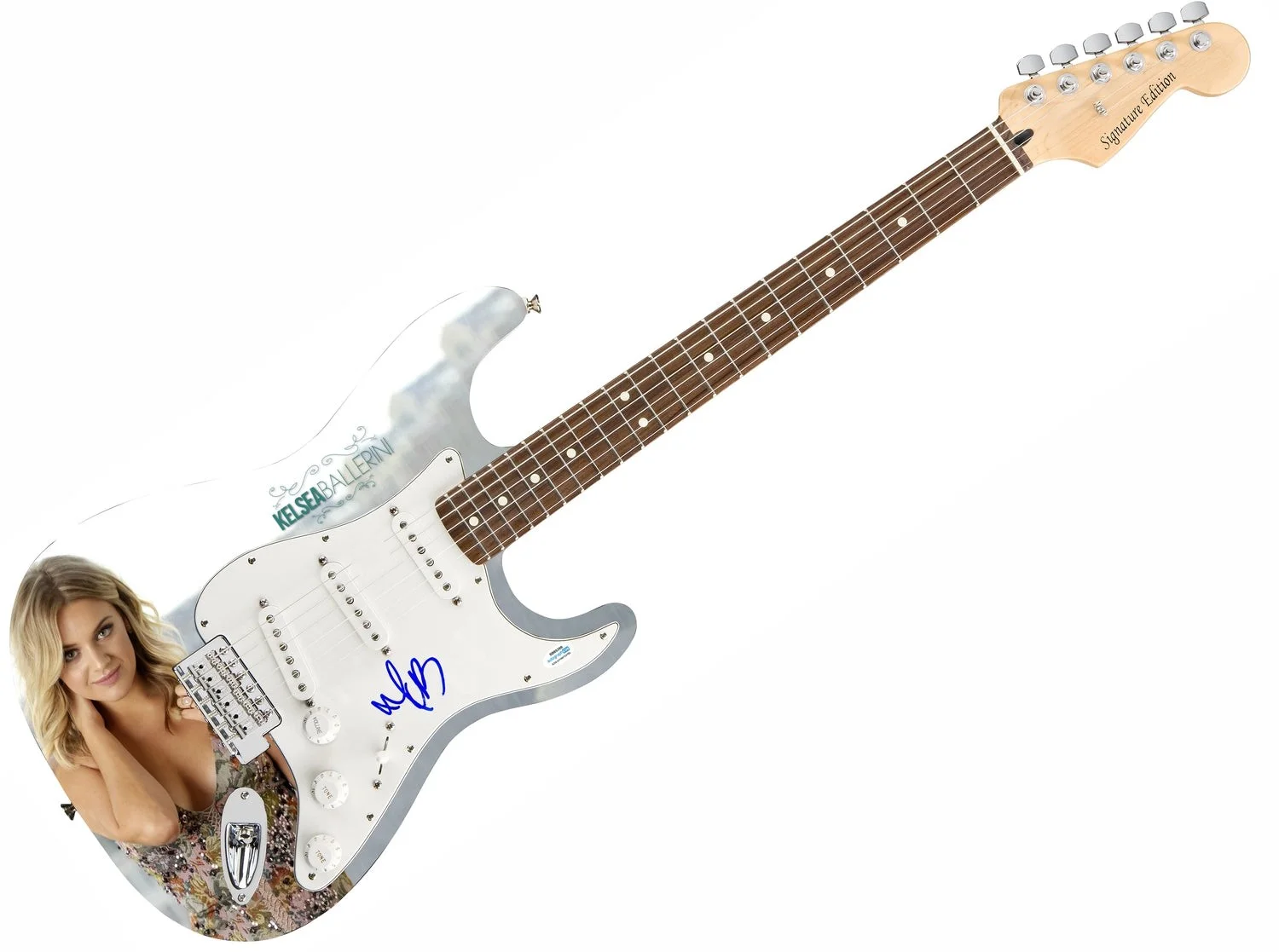 Kelsea Bellerini Signed 1/1 Custom Graphics Photo Guitar ACOA, изображение 2