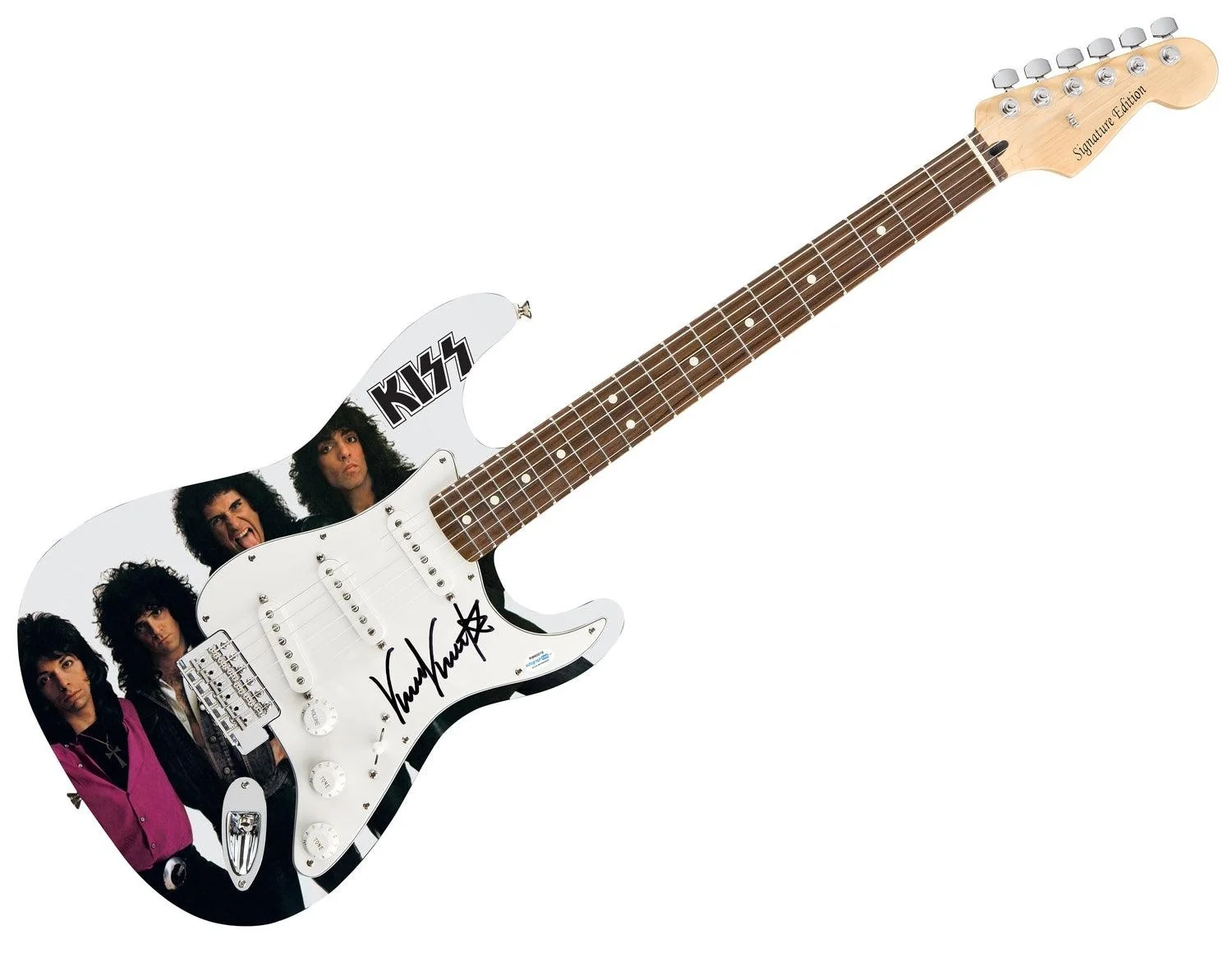 KISS Vinnie Vincent Signed Autographed Photo Graphics Guitar ACOA Witness ITP, image 3