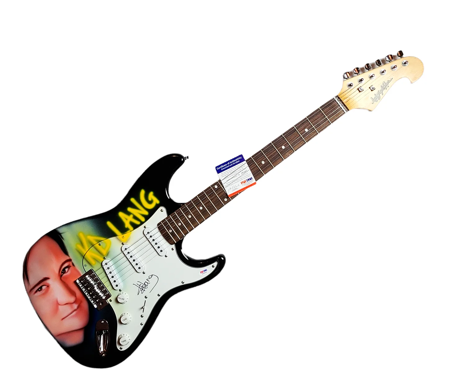 K.D. Lang Signed Autographed Hand Airbrushed Painting Guitar PSA, изображение 3