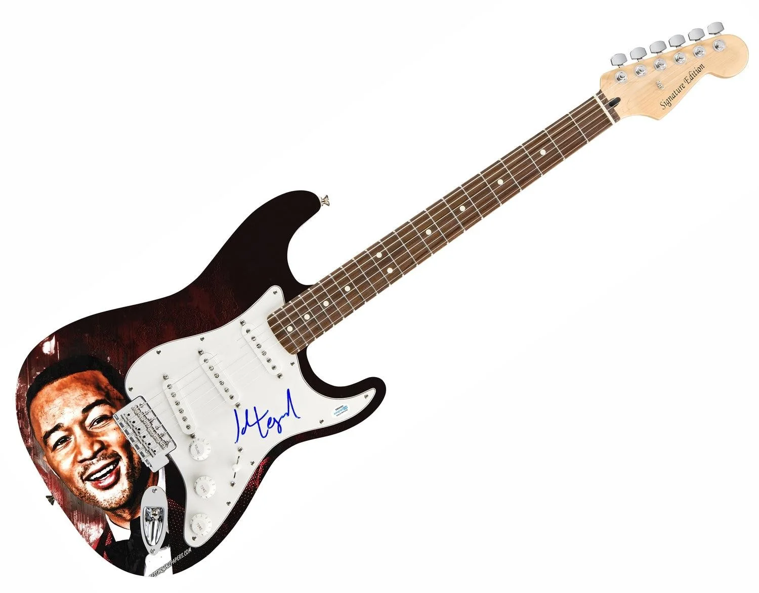 John Legend Signed Autographed 1/1 Custom Graphics Photo Guitar ACOA, image 3