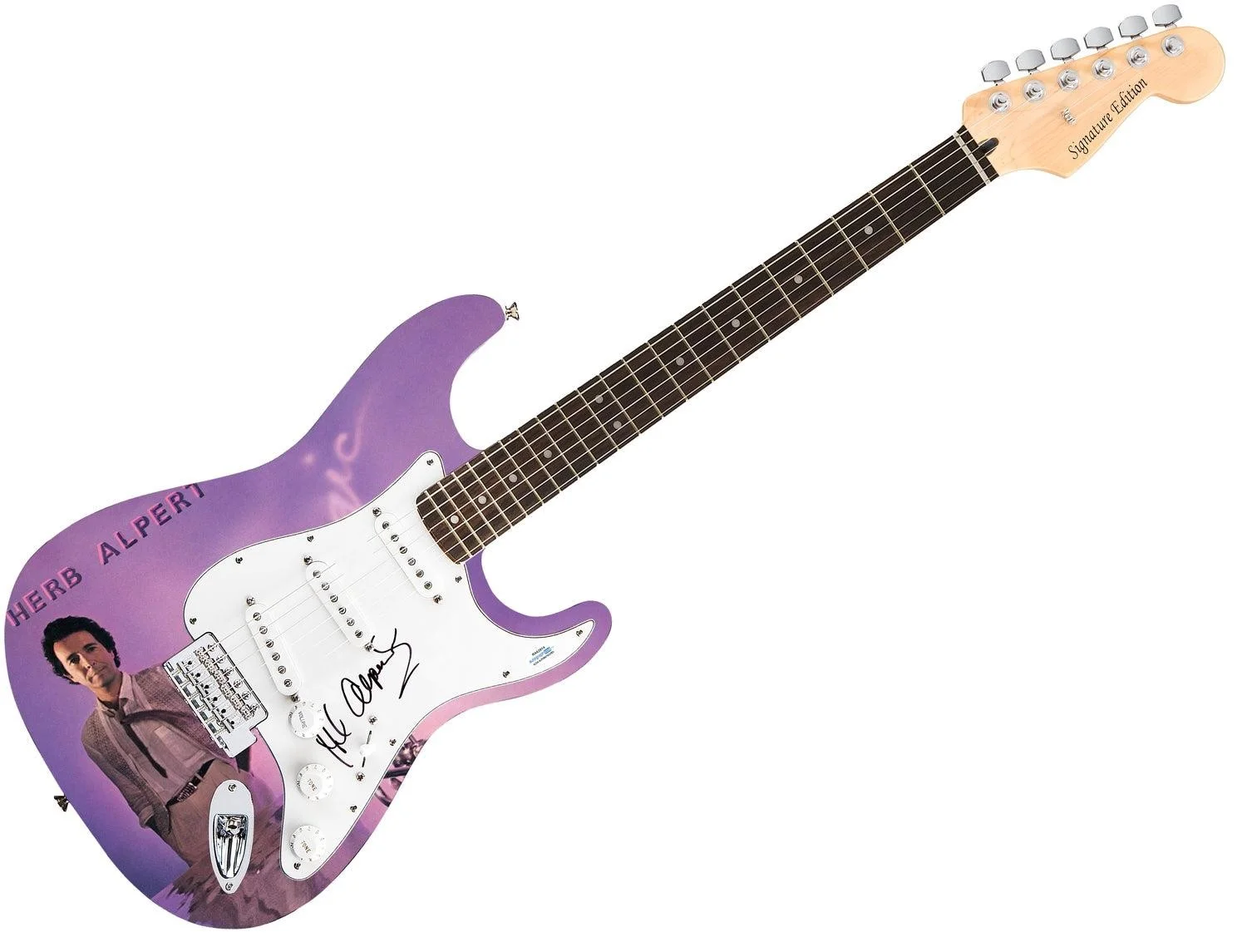 Herb Alpert Signed Autographed 1/1 Custom Graphics Photo Guitar ACOA, image 3