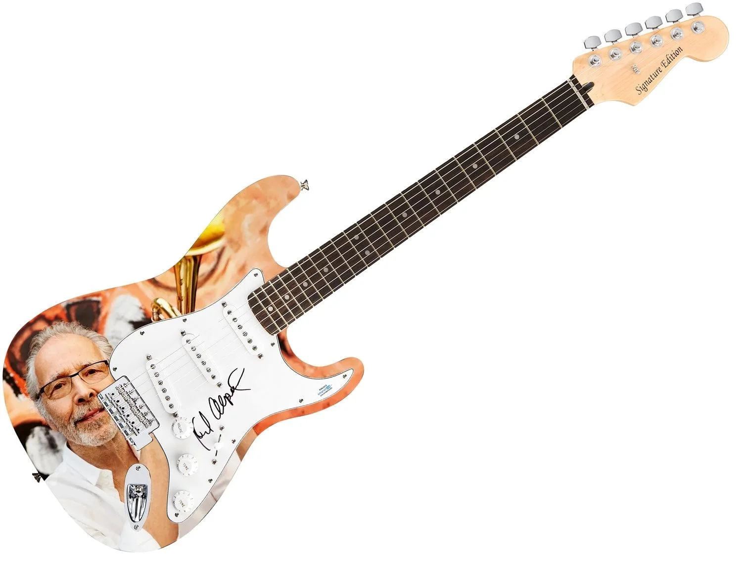 Herb Alpert Signed Autographed 1/1 Custom Graphics Photo Guitar ACOA, image 3